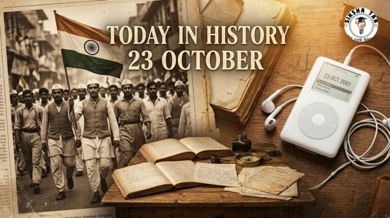 23 October History in Hindi: 23 अक्टूबर का इतिहास — आजाद हिंद सरकार की ऐतिहासिक युद्ध घोषणा, एप्पल आईपॉड क्रांति, बक्सर युद्ध व भैरोंसिंह शेखावत जयंती 23 October History in Hindi: 23 अक्टूबर का इतिहास — आजाद हिंद सरकार की ऐतिहासिक युद्ध घोषणा, एप्पल आईपॉड क्रांति, बक्सर युद्ध व भैरोंसिंह शेखावत जयंती