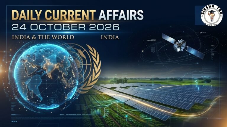 24 October 2026 Current Affairs in Hindi: 81वां संयुक्त राष्ट्र दिवस, देश की पहली एग्री-पीवी नीति, शिल्प समागम मेला व Top 10 MCQs 24 October 2026 Current Affairs in Hindi: 81वां संयुक्त राष्ट्र दिवस, देश की पहली एग्री-पीवी नीति, शिल्प समागम मेला व Top 10 MCQs