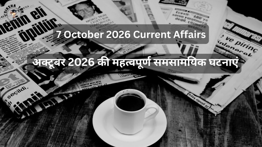 7 October 2026 Current Affairs in Hindi: 7 अक्टूबर 2026 की महत्वपूर्ण समसामयिक घटनाएं