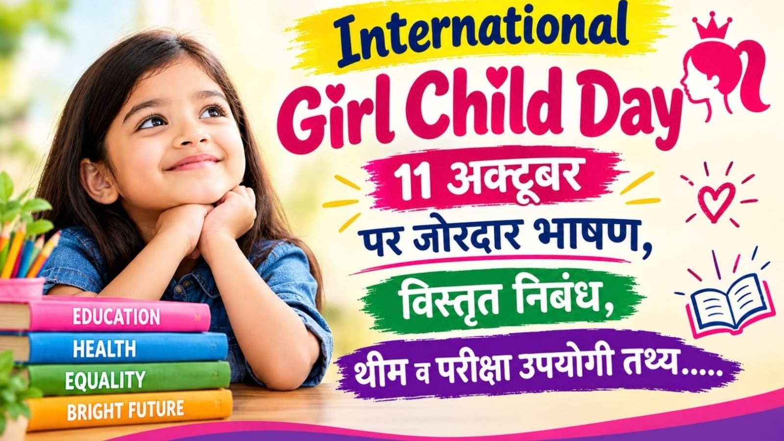 अंतरराष्ट्रीय बालिका दिवस 2026: 11 अक्टूबर पर जोरदार भाषण, विस्तृत निबंध, थीम व परीक्षा उपयोगी तथ्य