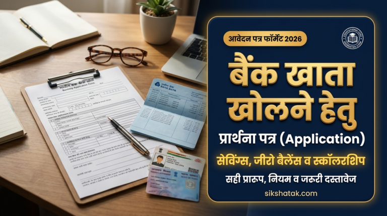 Bank me Khata Kholne ke liye Application in Hindi: बैंक खाता खोलने हेतु आवेदन पत्र (सही फॉर्मेट, नियम व जरूरी दस्तावेज)
