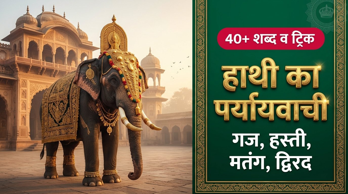 हाथी का पर्यायवाची शब्द (Hathi Ka Paryayvachi Shabd): 40+ समानार्थी, शारीरिक बनावट पर आधारित नामकरण रहस्य, ट्रिक व अभ्यास प्रश्न