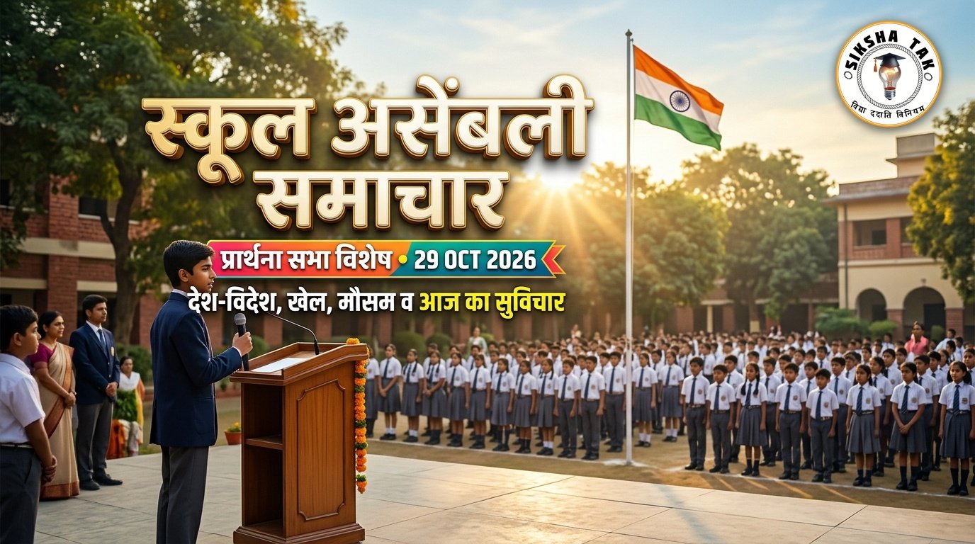 School Assembly News Headlines 29 October 2026 in Hindi: आज की मुख्य राष्ट्रीय, अंतर्राष्ट्रीय व खेल सुर्खियां, सुविचार एवं सामान्य ज्ञान प्रश्न