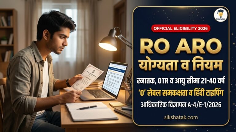 UPPSC RO ARO Eligibility Criteria in Hindi: समीक्षा अधिकारी और सहायक समीक्षा अधिकारी के लिए शैक्षिक योग्यता, आयु सीमा, OTR नियम, ‘O’ लेवल समकक्षता व टाइपिंग गति — आधिकारिक अधिसूचना A-4/E-1/2026 का संपूर्ण विश्लेषण UPPSC RO ARO Eligibility Criteria in Hindi: समीक्षा अधिकारी और सहायक समीक्षा अधिकारी के लिए शैक्षिक योग्यता, आयु सीमा, OTR नियम, ‘O’ लेवल समकक्षता व टाइपिंग गति — आधिकारिक अधिसूचना A-4/E-1/2026 का संपूर्ण विश्लेषण